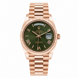 Rolex 18Kt RG Day-Date 40MM Anniversary Olive Green 228235 Watch